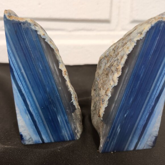 Vintage Blue Agate Stone Bookends by Brazil Gems - Picture 4 of 9